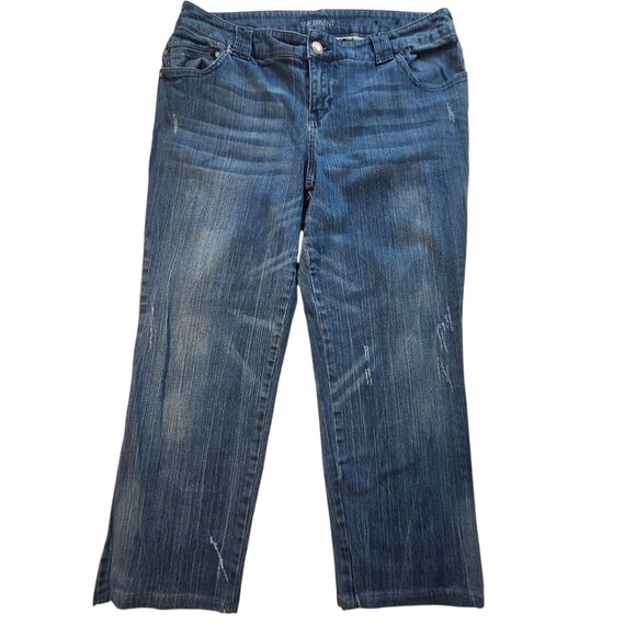 Lane Bryant Womens Size 20 Blue Distressed Denim Jeans Embroidered Pockets - Picture 3 of 16